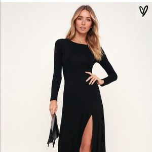 LULU’S swept away long sleeve black MAXI
